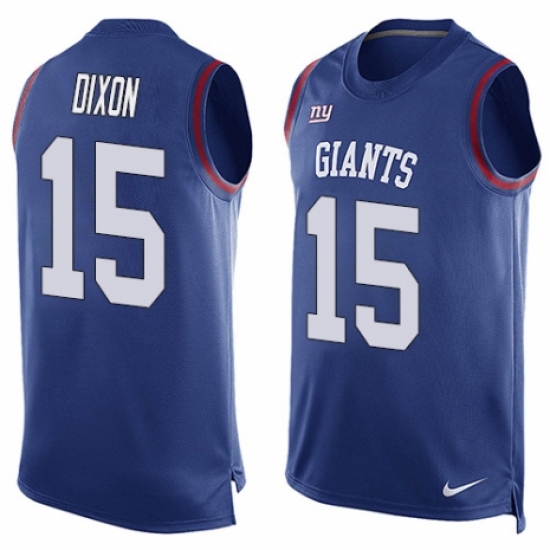 Men's Nike New York Giants 15 Riley Dixon Limited Royal Blue Player Name & Number Tank Top NFL Jersey