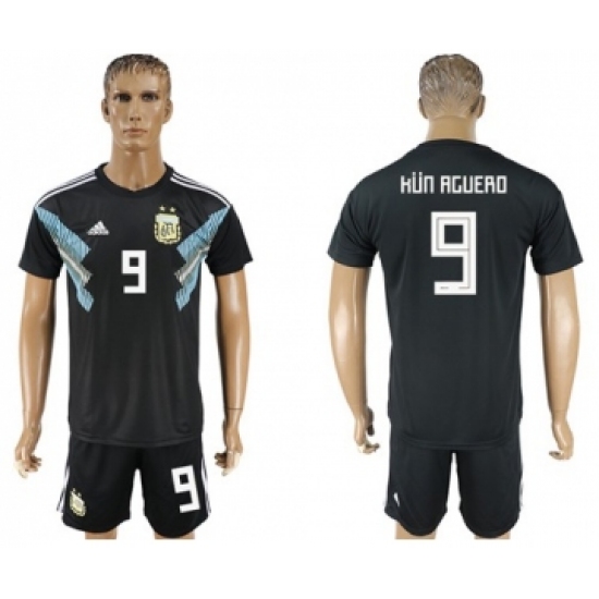 Argentina 9 Kun Aguero Away Soccer Country Jersey