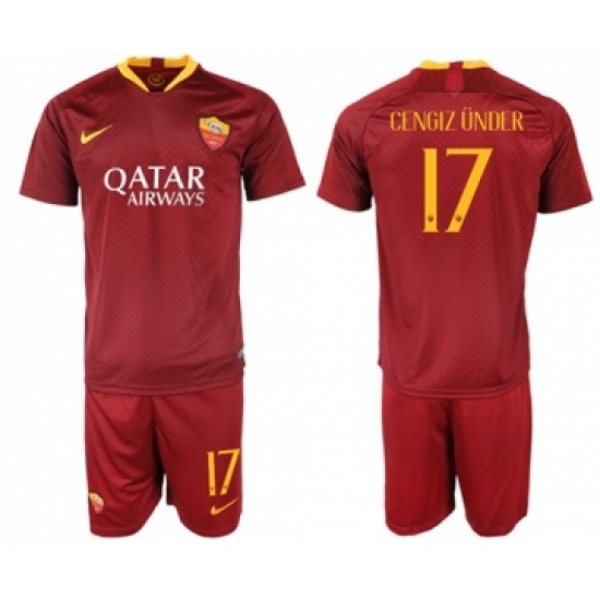 Roma 17 Cengiz Under Red Home Soccer Club Jersey