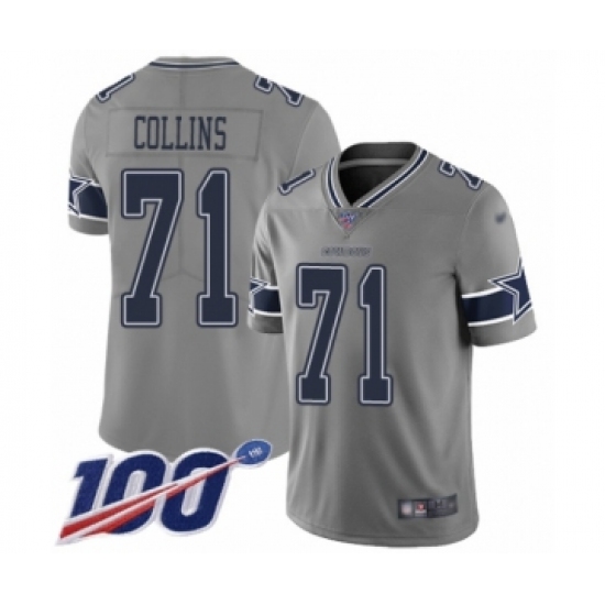 Men's Dallas Cowboys 71 La'el Collins Limited Gray Inverted Legend 100th Season Football Jersey