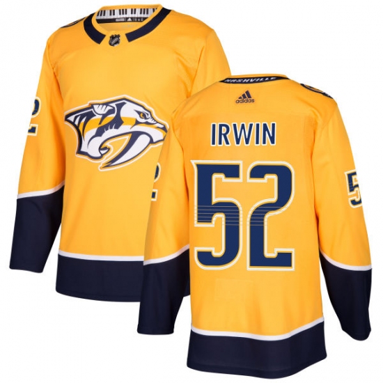 Men's Adidas Nashville Predators 52 Matt Irwin Authentic Gold Home NHL Jersey