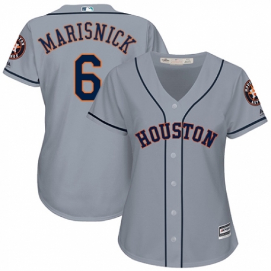 Women's Majestic Houston Astros 6 Jake Marisnick Authentic Grey Road Cool Base MLB Jersey