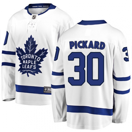 Men's Toronto Maple Leafs 30 Calvin Pickard Authentic White Away Fanatics Branded Breakaway NHL Jersey