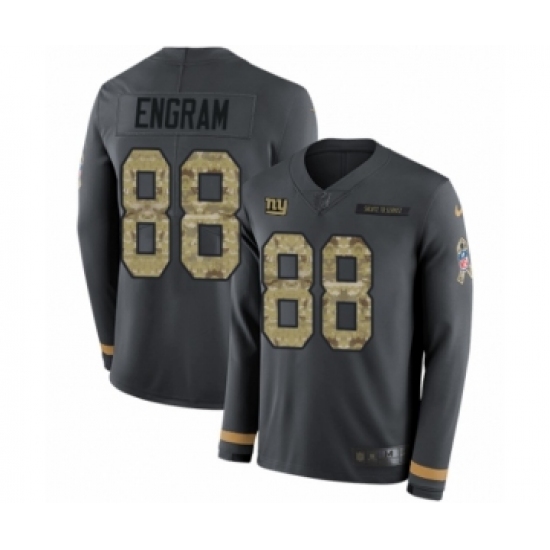 Men's Nike New York Giants 88 Evan Engram Limited Black Salute to Service Therma Long Sleeve NFL Jersey