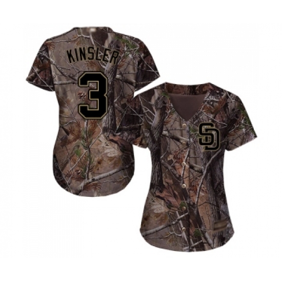 Women's San Diego Padres 3 Ian Kinsler Authentic Camo Realtree Collection Flex Base Baseball Jersey