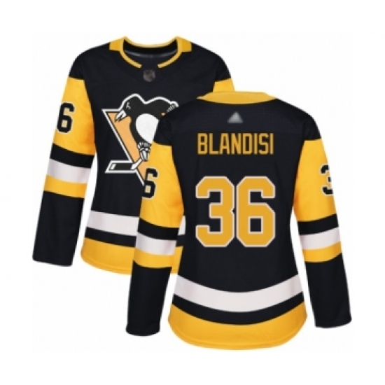 Women's Pittsburgh Penguins 36 Joseph Blandisi Authentic Black Home Hockey Jersey