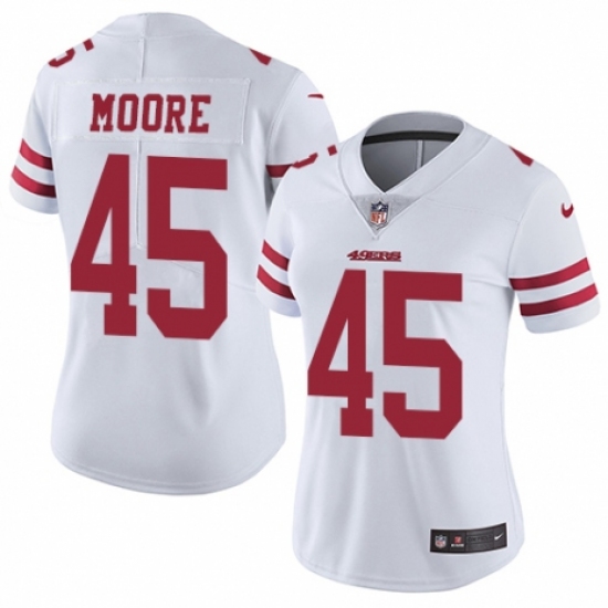 Women's Nike San Francisco 49ers 45 Tarvarius Moore White Vapor Untouchable Limited Player NFL Jersey