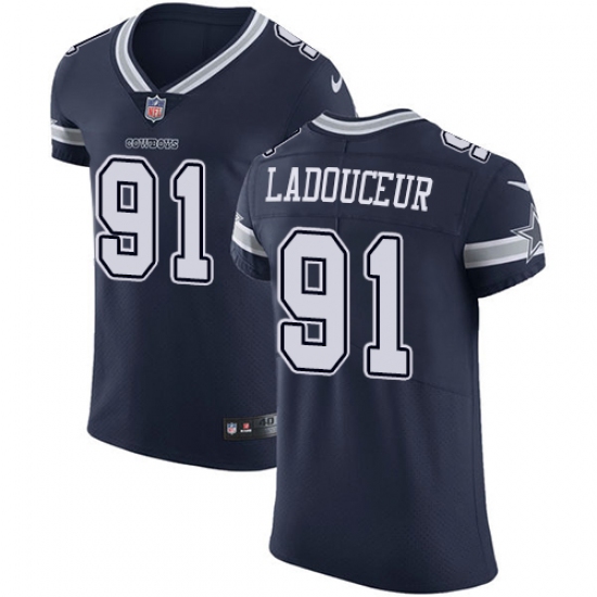 Men's Nike Dallas Cowboys 91 L. P. Ladouceur Navy Blue Team Color Vapor Untouchable Elite Player NFL Jersey