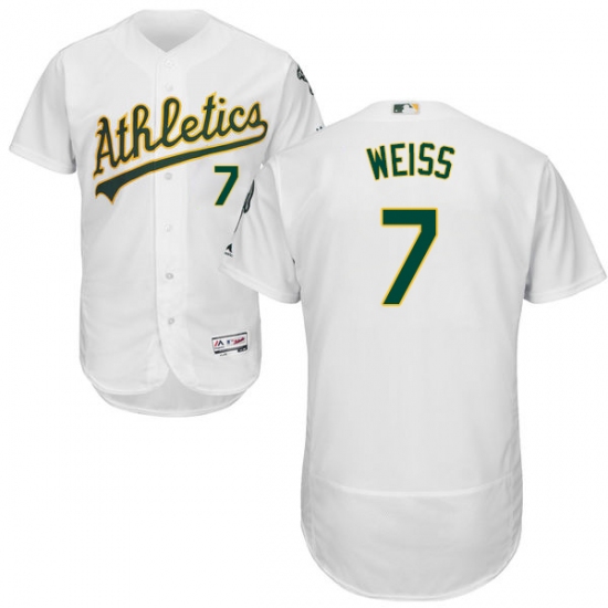 Men's Majestic Oakland Athletics 7 Walt Weiss White Home Flex Base Authentic Collection MLB Jersey