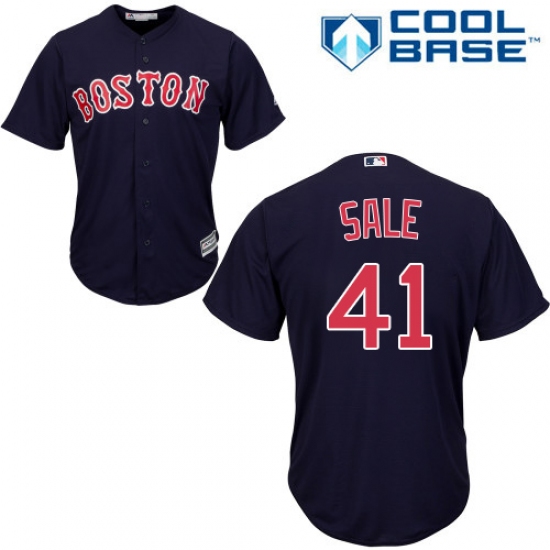 Youth Majestic Boston Red Sox 41 Chris Sale Replica Navy Blue Alternate Road Cool Base MLB Jersey