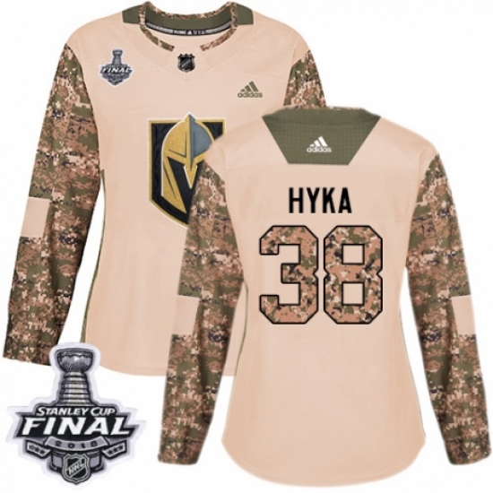 Women's Adidas Vegas Golden Knights 38 Tomas Hyka Authentic Camo Veterans Day Practice 2018 Stanley Cup Final NHL Jersey