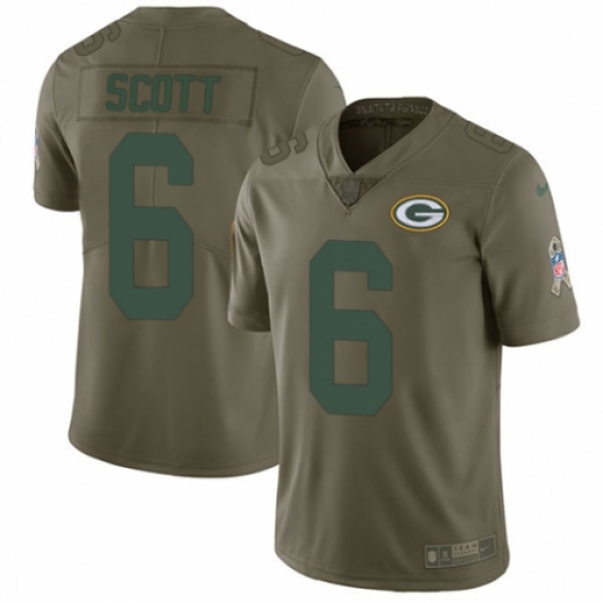 Men's Nike Green Bay Packers 6 JK Scott Limited Olive 2017 Salute to Service NFL Jersey