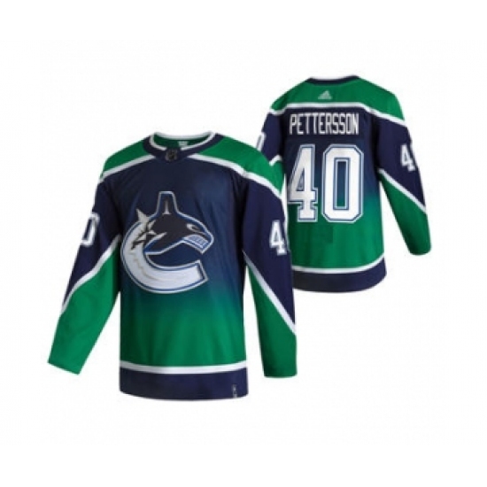 Men's Vancouver Canucks 40 Elias Pettersson Green 2020-21 Reverse Retro Alternate Hockey Jersey