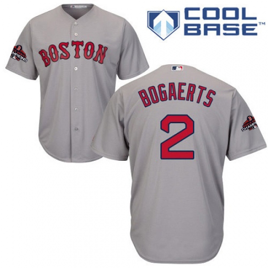 Youth Majestic Boston Red Sox 2 Xander Bogaerts Authentic Grey Road Cool Base 2018 World Series Champions MLB Jersey