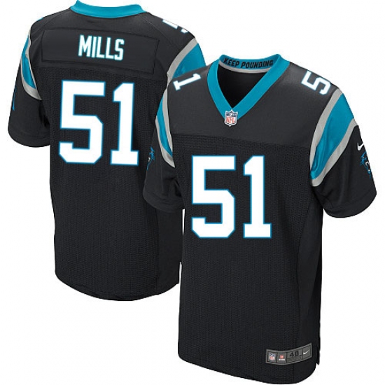 Men's Nike Carolina Panthers 51 Sam Mills Elite Black Team Color NFL Jersey