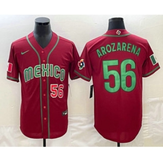 Men's Mexico Baseball 56 Randy Arozarena Number 2023 Red World Classic Stitched Jersey1