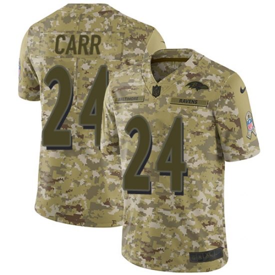 Youth Nike Baltimore Ravens 24 Brandon Carr Limited Camo 2018 Salute to Service NFL Jersey