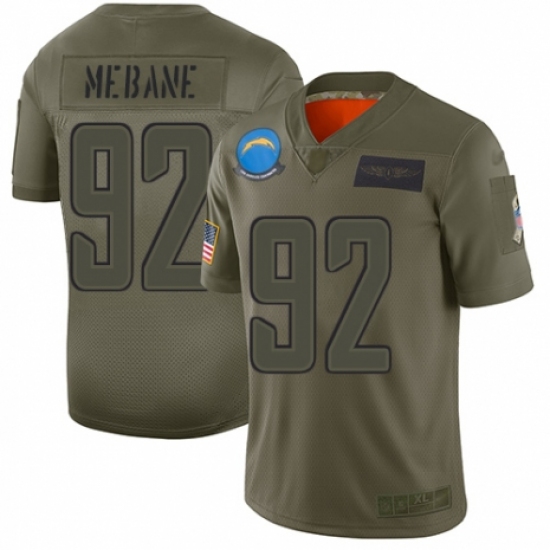 Women's Los Angeles Chargers 92 Brandon Mebane Limited Camo 2019 Salute to Service Football Jersey