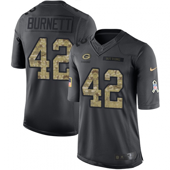 Men's Nike Green Bay Packers 42 Morgan Burnett Limited Black 2016 Salute to Service NFL Jersey