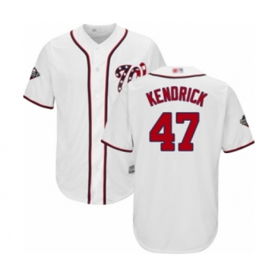 Youth Washington Nationals 47 Howie Kendrick Authentic White Home Cool Base 2019 World Series Bound Baseball Jersey