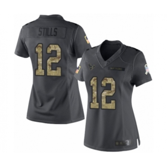 Women's Houston Texans 12 Kenny Stills Limited Black 2016 Salute to Service Football Jersey