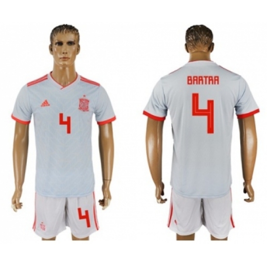 Spain 4 Bartra Away Soccer Country Jersey