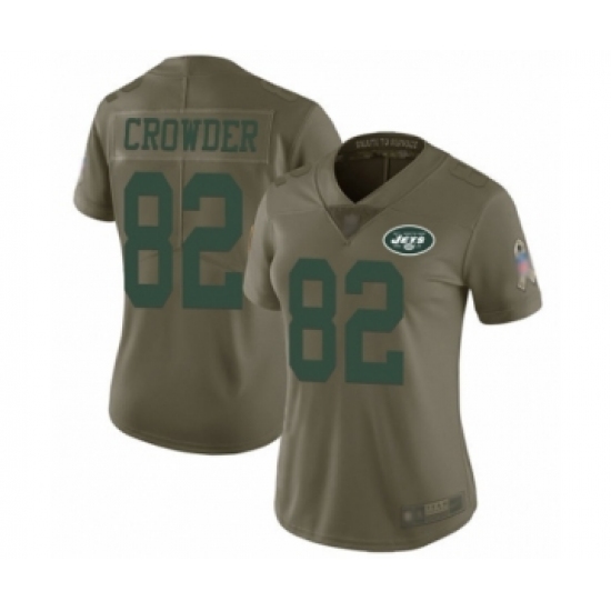 Women's New York Jets 82 Jamison Crowder Limited Olive 2017 Salute to Service Football Jersey