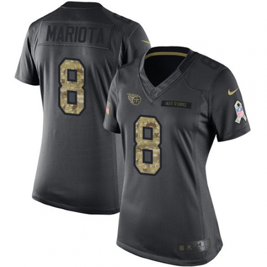 Women's Nike Tennessee Titans 8 Marcus Mariota Limited Black 2016 Salute to Service NFL Jersey