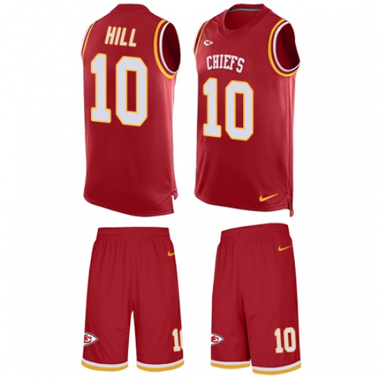 Men's Nike Kansas City Chiefs 10 Tyreek Hill Limited Red Tank Top Suit NFL Jersey