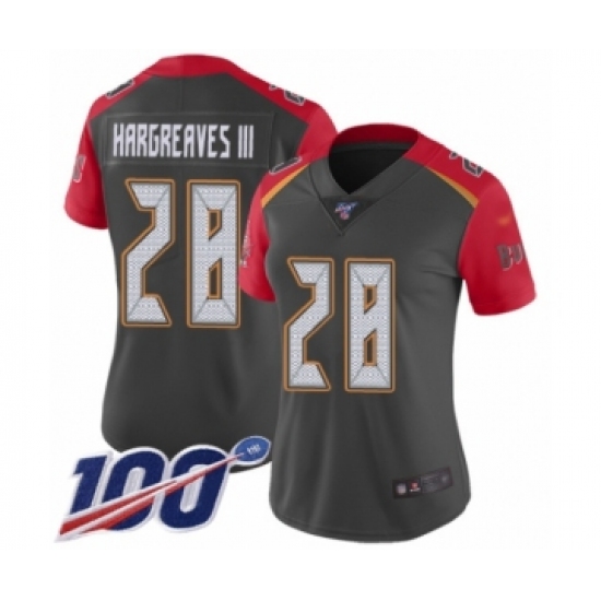 Women's Tampa Bay Buccaneers 28 Vernon Hargreaves III Limited Gray Inverted Legend 100th Season Football Jersey