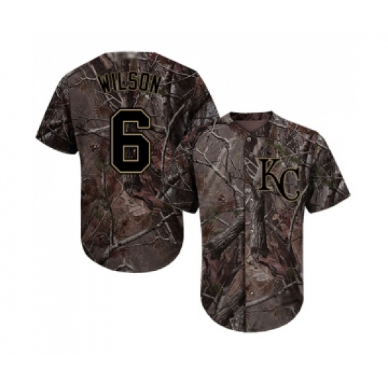 Men's Kansas City Royals 6 Willie Wilson Authentic Camo Realtree Collection Flex Base Baseball Jersey