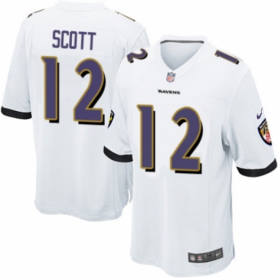 Men's Nike Baltimore Ravens 12 Jaleel Scott Game White NFL Jersey