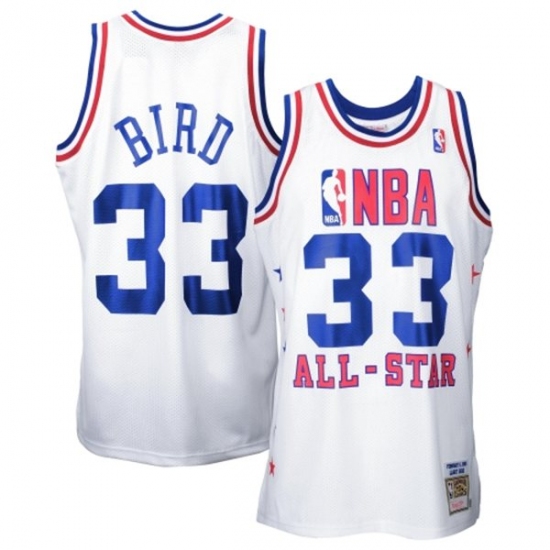 Men's Mitchell and Ness Boston Celtics 33 Larry Bird Authentic White 1990 All Star Throwback NBA Jersey