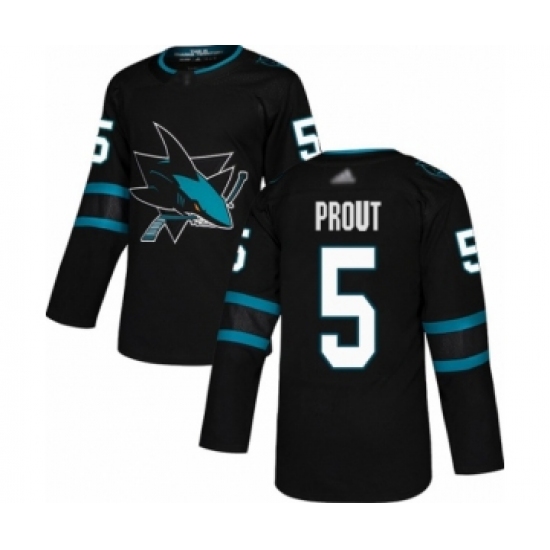 Men's San Jose Sharks 5 Dalton Prout Authentic Black Alternate Hockey Jersey