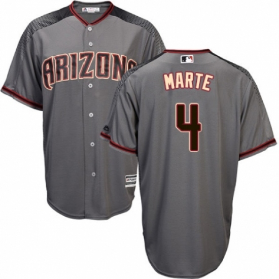 Men's Majestic Arizona Diamondbacks 4 Ketel Marte Replica Grey Road Cool Base MLB Jersey