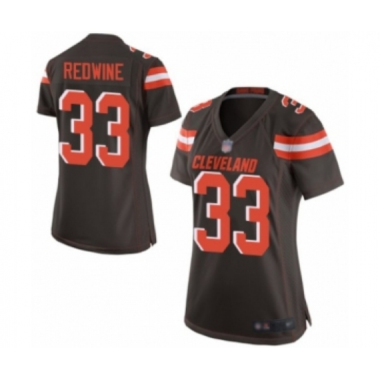 Women's Cleveland Browns 33 Sheldrick Redwine Game Brown Team Color Football Jersey