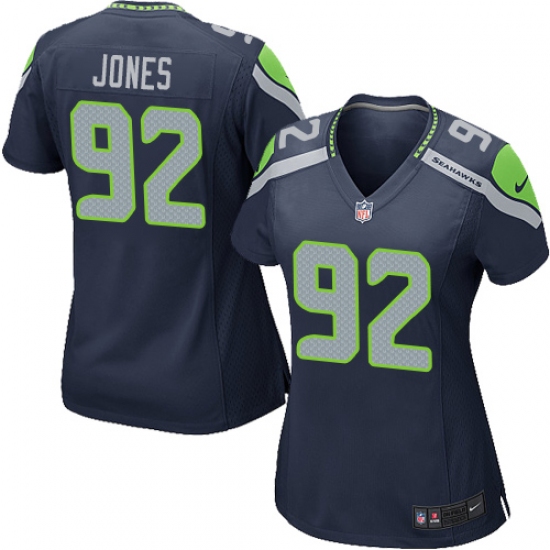 Women's Nike Seattle Seahawks 92 Nazair Jones Game Navy Blue Team Color NFL Jersey