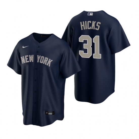 Men's Nike New York Yankees 31 Aaron Hicks Navy Alternate Stitched Baseball Jersey