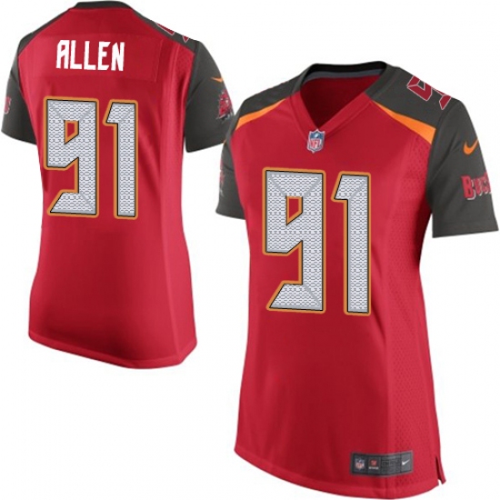 Women Nike Tampa Bay Buccaneers 91 Beau Allen Game Red Team Color NFL Jersey