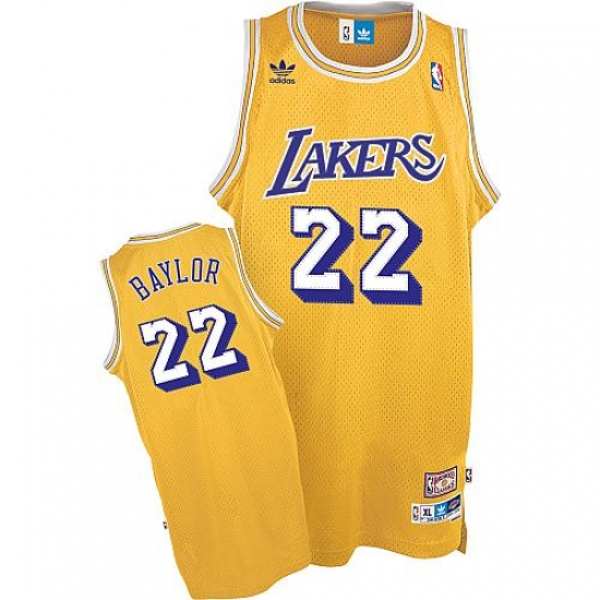 Men's Mitchell and Ness Los Angeles Lakers 22 Elgin Baylor Authentic Gold Throwback NBA Jersey