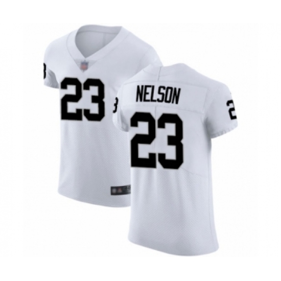 Men's Oakland Raiders 23 Nick Nelson White Vapor Untouchable Elite Player Football Jersey