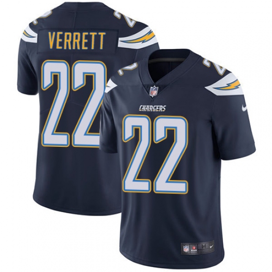 Men's Nike Los Angeles Chargers 22 Jason Verrett Navy Blue Team Color Vapor Untouchable Limited Player NFL Jersey