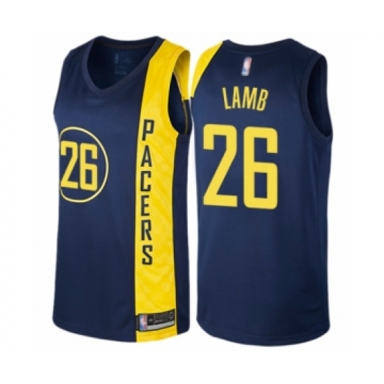 Men's Indiana Pacers 26 Jeremy Lamb Authentic Navy Blue Basketball Jersey - City Edition