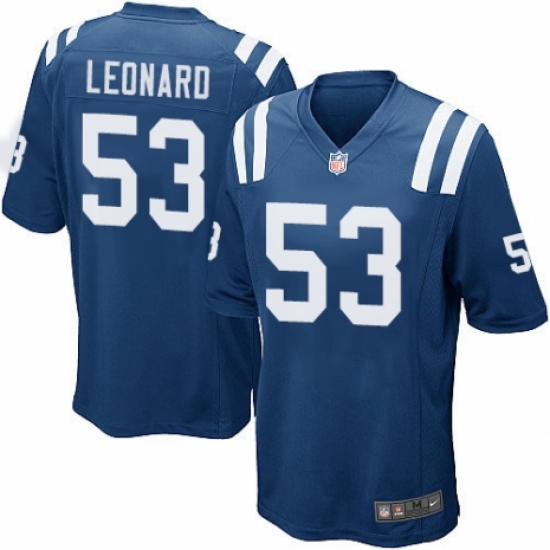 Men's Nike Indianapolis Colts 53 Darius Leonard Game Royal Blue Team Color NFL Jersey