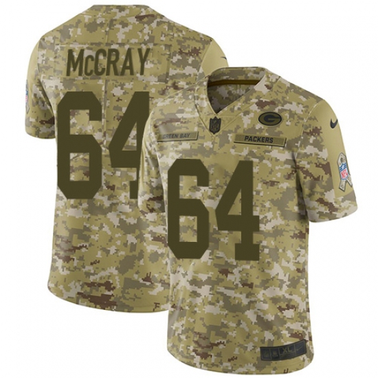 Men's Nike Green Bay Packers 64 Justin McCray Limited Camo 2018 Salute to Service NFL Jersey