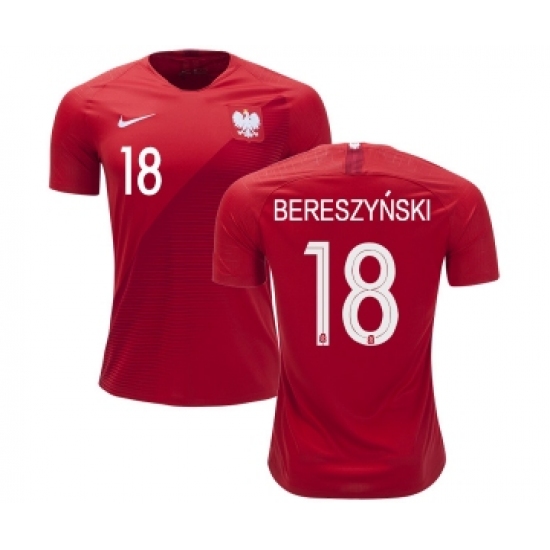 Poland 18 Bereszynski Away Soccer Country Jersey