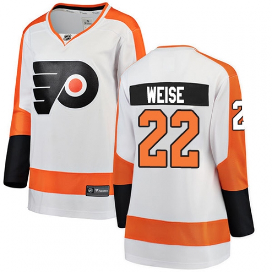 Women's Philadelphia Flyers 22 Dale Weise Fanatics Branded White Away Breakaway NHL Jersey