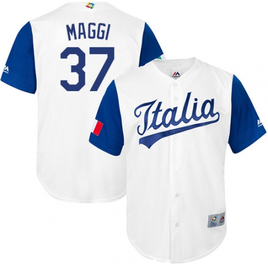 Men's Italy Baseball Majestic 37 Drew Maggi White 2017 World Baseball Classic Replica Team Jersey