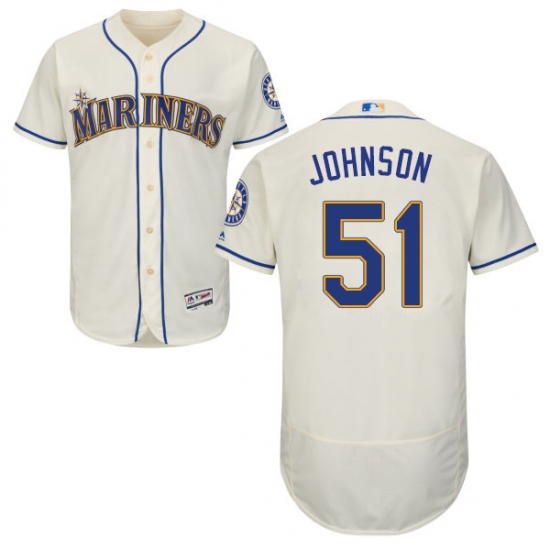 Men's Majestic Seattle Mariners 51 Randy Johnson Cream Alternate Flex Base Authentic Collection MLB Jersey