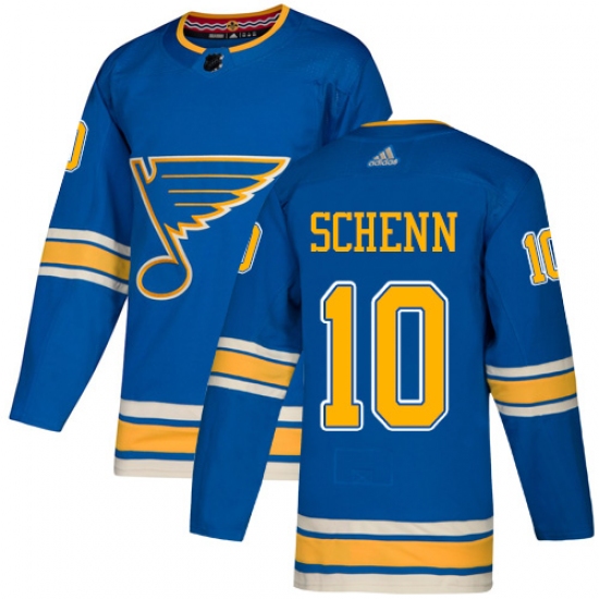 Men's Adidas St. Louis Blues 10 Brayden Schenn Blue Alternate Authentic Stitched NHL Jersey